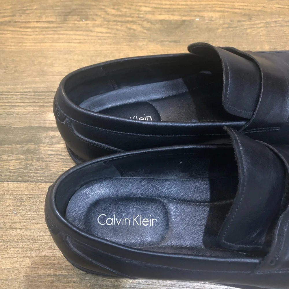 Calvin Klein Black Leather‎ Hervey Shoes Sz. 10.5